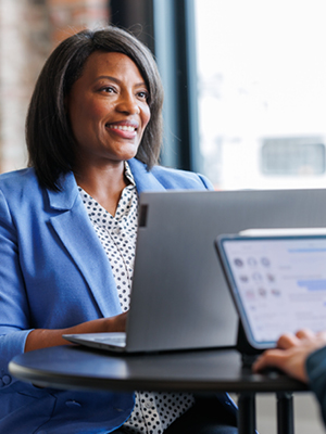 woman using a laptop computer