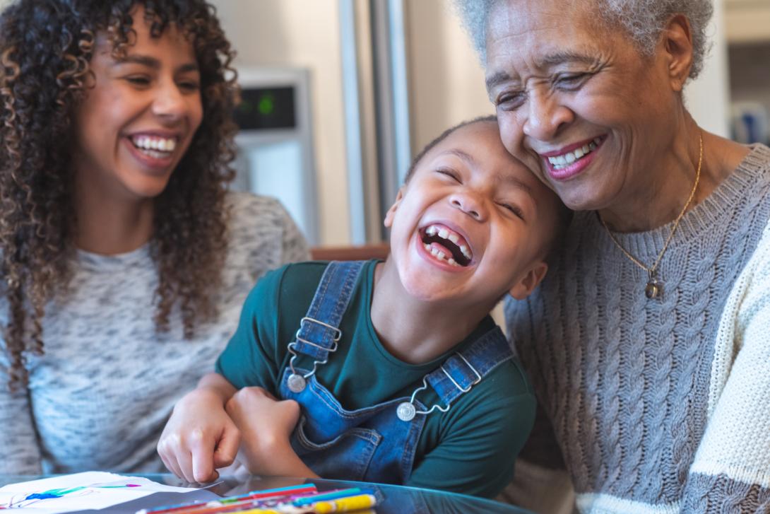elderly woman with a child and his mother